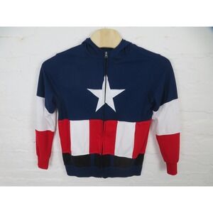 Marvel Captain America Hoodie Mens Medium Red White Blue Full Zip Avenger Jacket